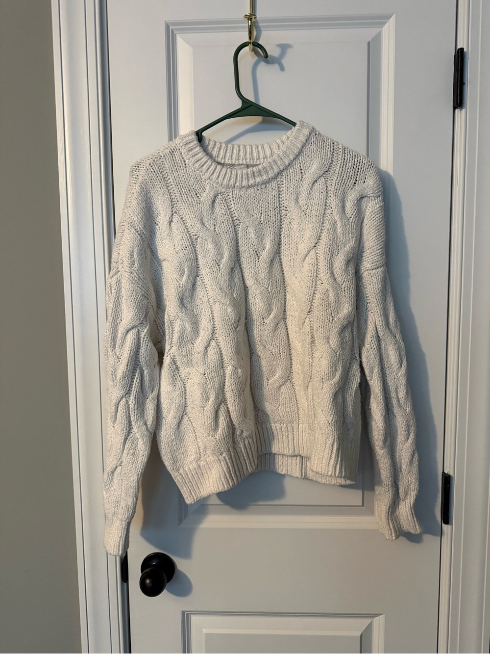Cream Cable-Knit Crewneck Sweater